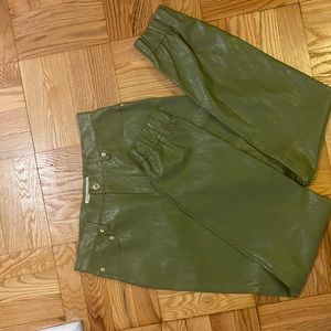 Michael Kors Leather Joggers in Green NWT